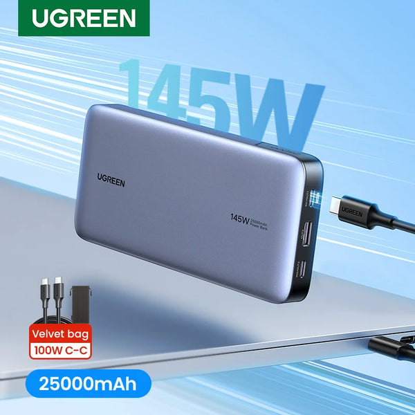 Banco de energía portátil UGREEN de 140 W, 25000 mAh, PD, carga rápida, para computadora portátil, Notebook, Xiaomi 13, batería externa de carga rápida