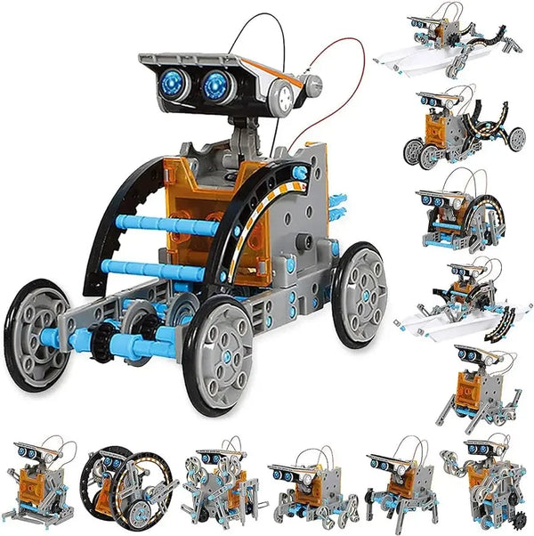 Kit de experimentos científicos de construcción de juguetes de robot solar educativo 13 en 1 para niños de 8 a 10 años y más, alimentado por energía solar