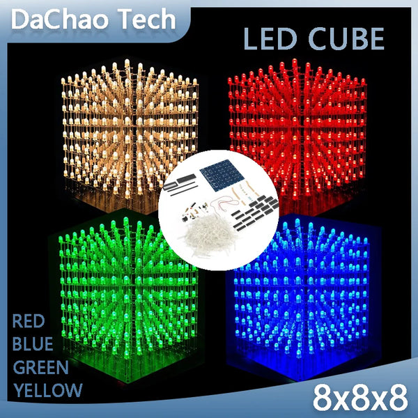 Kit de cubo de luz LED, kit de electrónica para bricolaje, mini cubo de luz LED de 8 x 8 x 8, kit de proyecto de soldadura para bricolaje